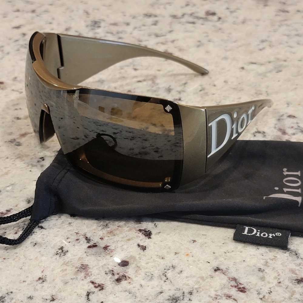 Christian Dior Galliano era y2k Overshine 2 sunglasses in gold.